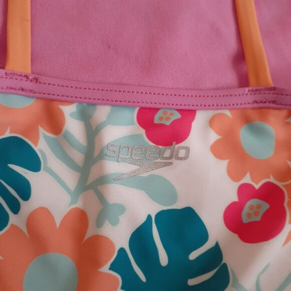 Speedo Girl's Size 8 Purple Tropical Floral Summer Tankini Swimsuit - Picture 6 of 11